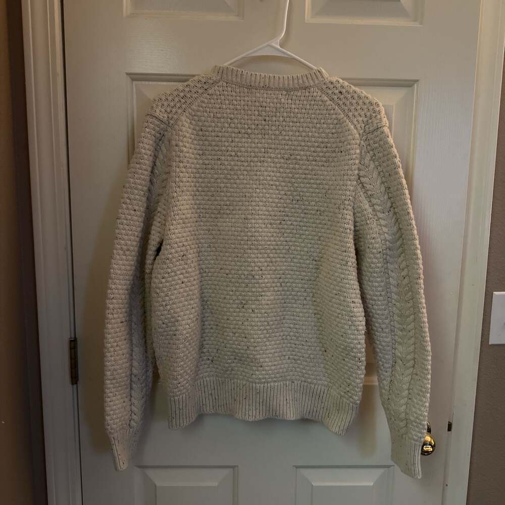 Mutual Weave Men's Cream Cable Knit Crew Neck Sweater Size L - Picture 2 of 3